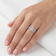 925 Sterling Silver Pear-Shaped Halo Ring For Women